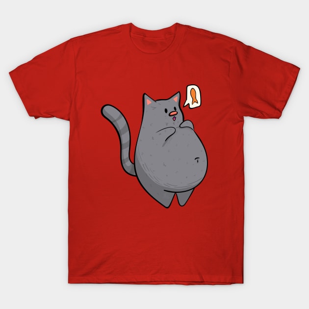 Russian Blue - Fat Cat Design T-Shirt by KPrimeArt